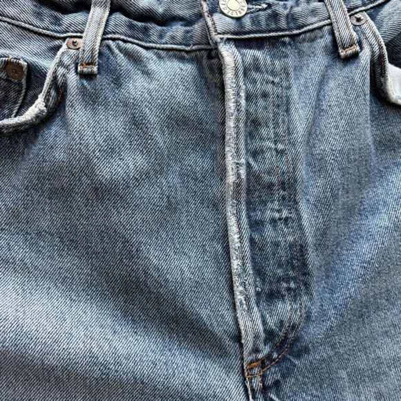 AGOLDE Riley High Rise Straight Cropped Distressed Denim Sz 31 - Picture 11 of 11